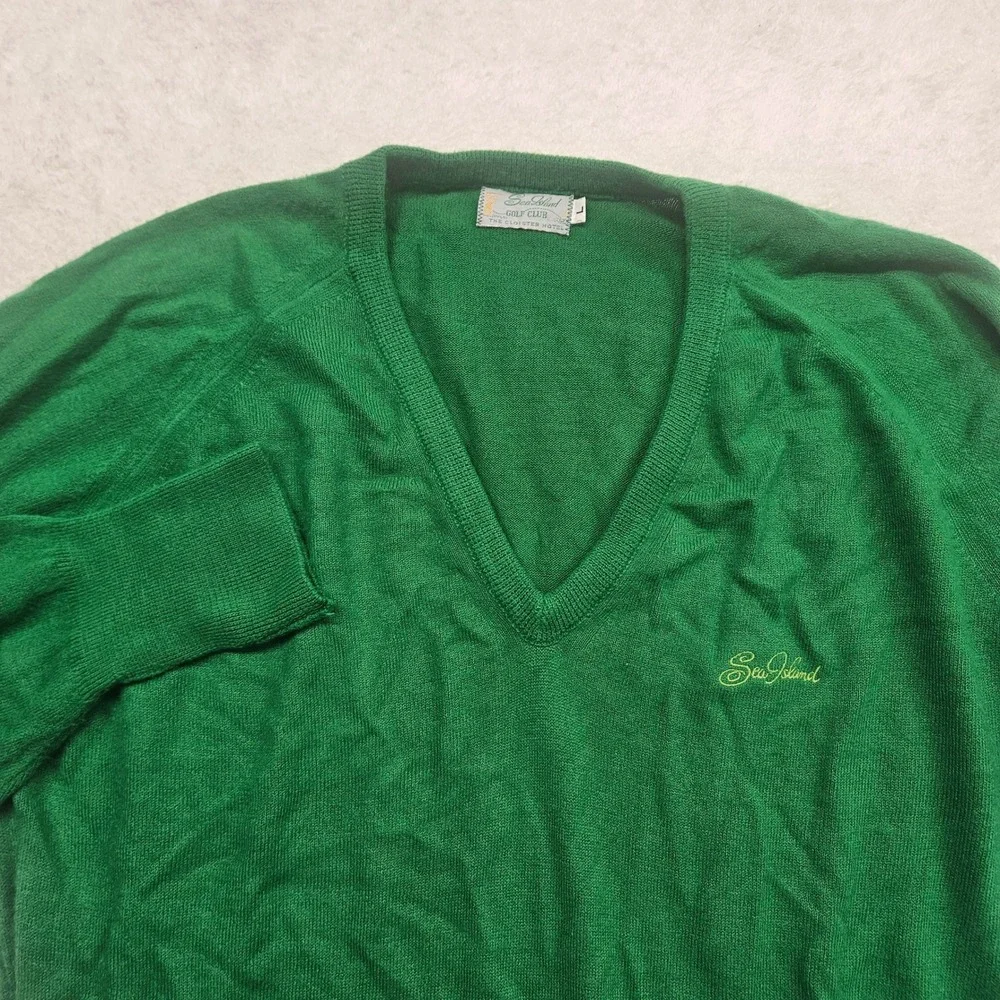 Sea Island Golf Club The Cloister Hotel Green V-Neck Sweater Mens Large Pullover